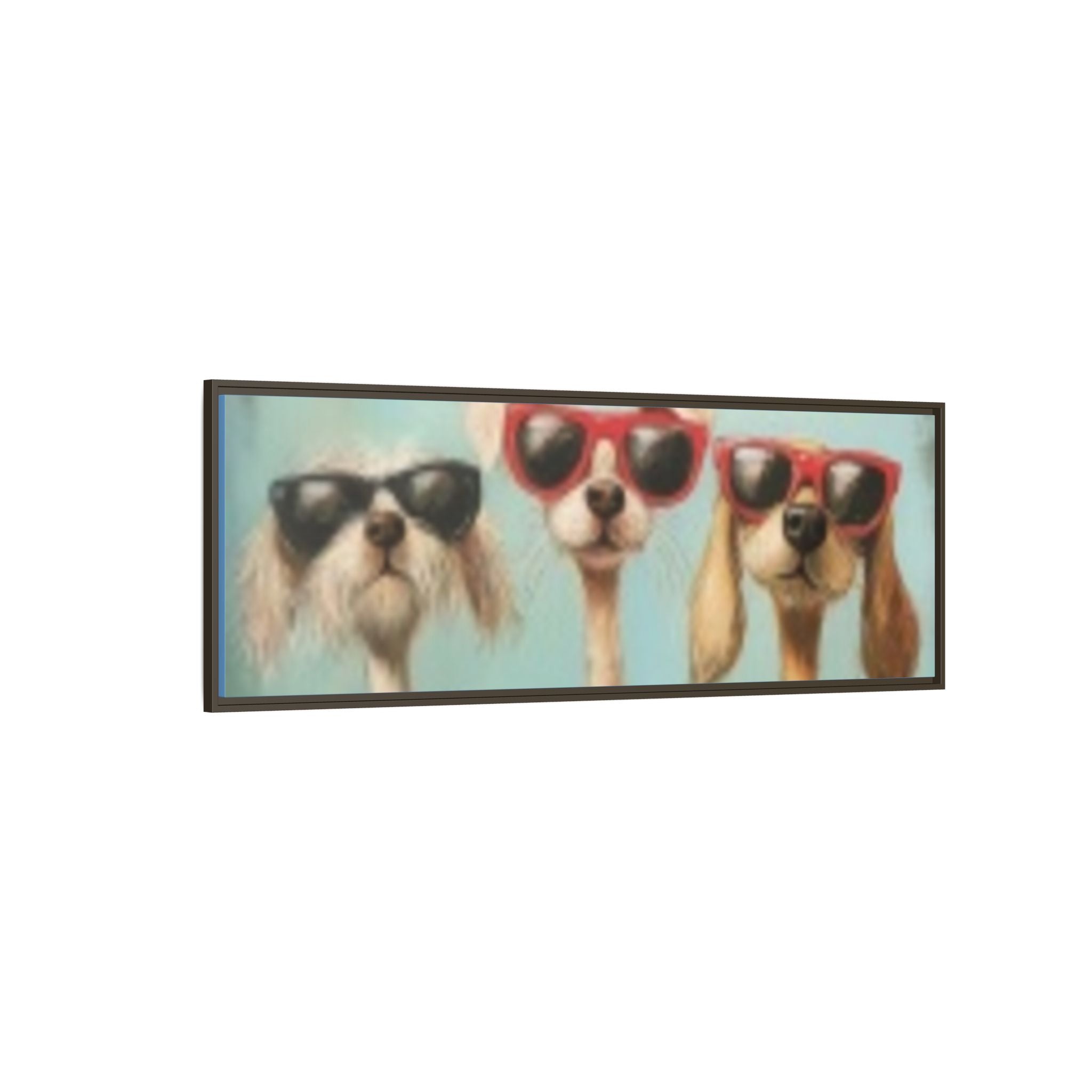 Framed Matte Canvas — Three Cool Dogs in Sunglasses Wall Art
