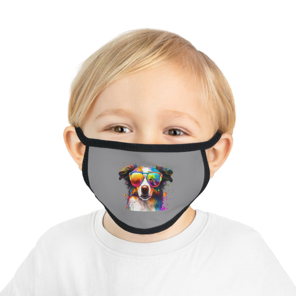 Kids Face Mask — Colorful Dog with Sunglasses Printed Mask