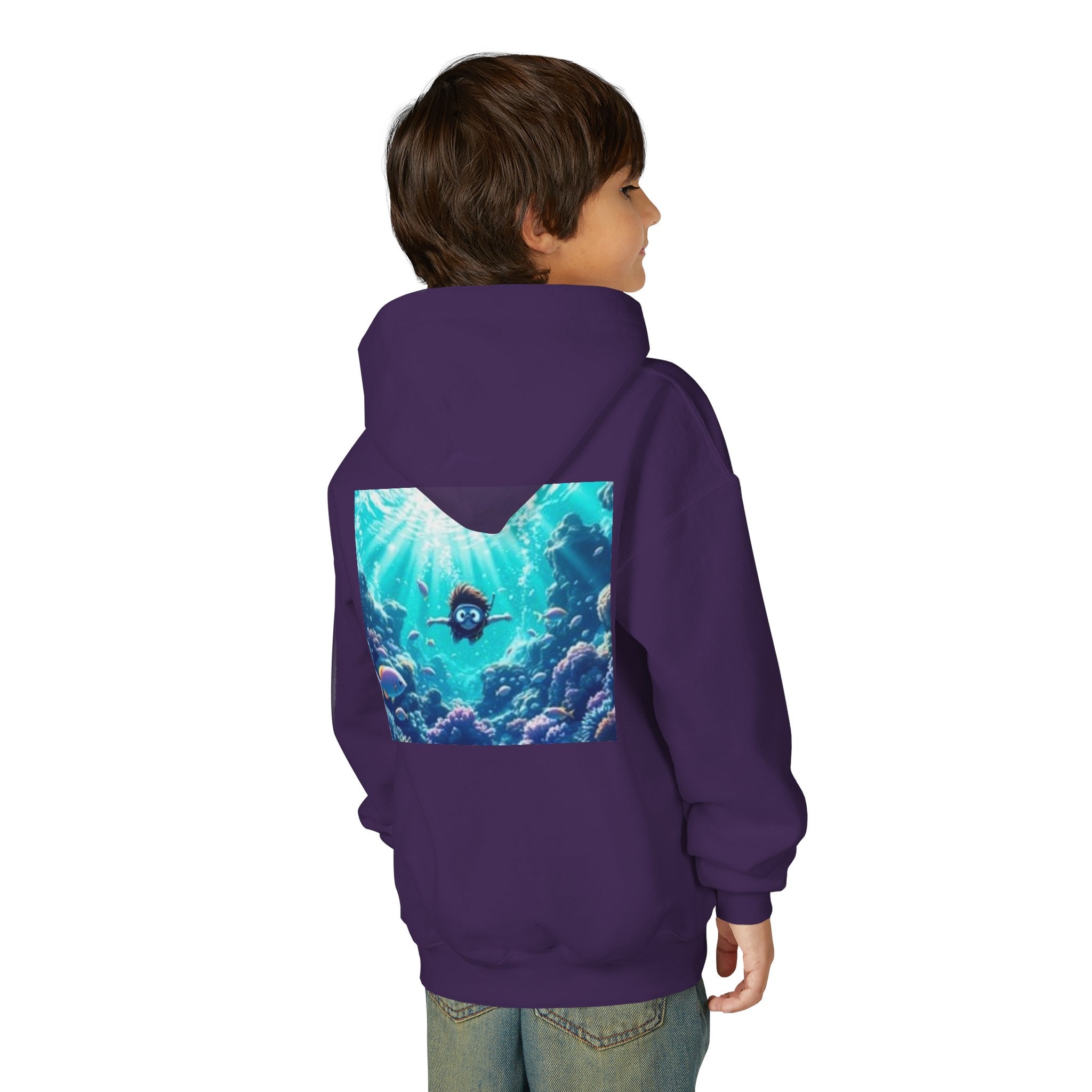 Youth Hoodie with Vintage Octopus & Underwater Scene — Kids Ocean Crew Pullover