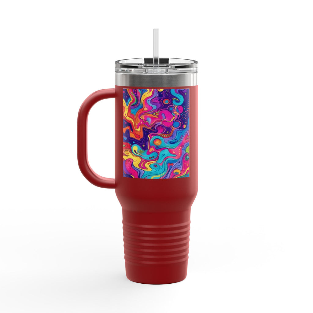 Black Cat & Psychedelic Colors Insulated Travel Mug, 40oz Fabulous Gift!