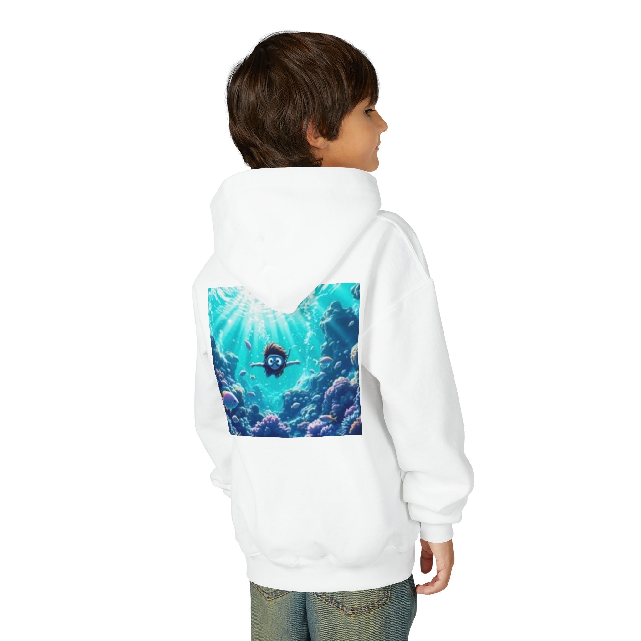 Youth Hoodie with Vintage Octopus & Underwater Scene — Kids Ocean Crew Pullover