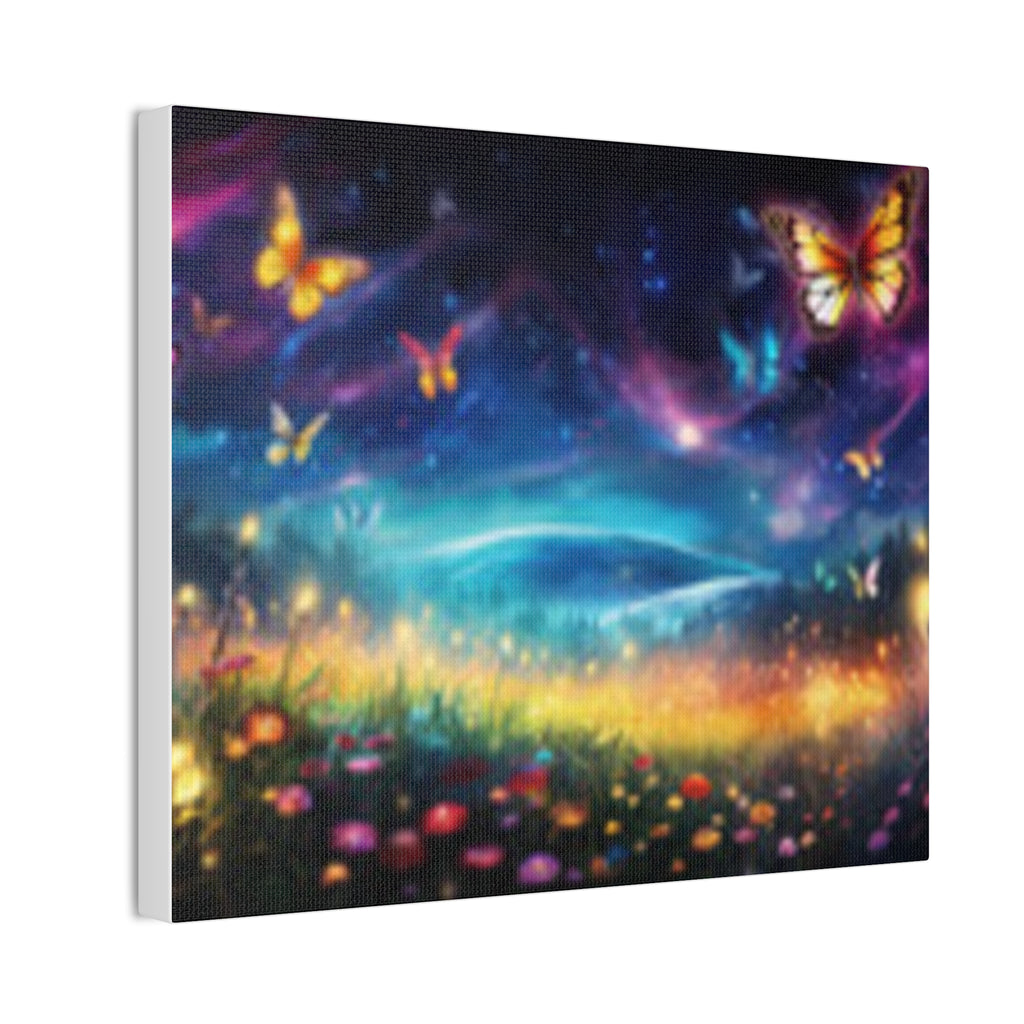 Butterfly Dreamscape Canvas Print — Fantasy Night Meadow Wall Art