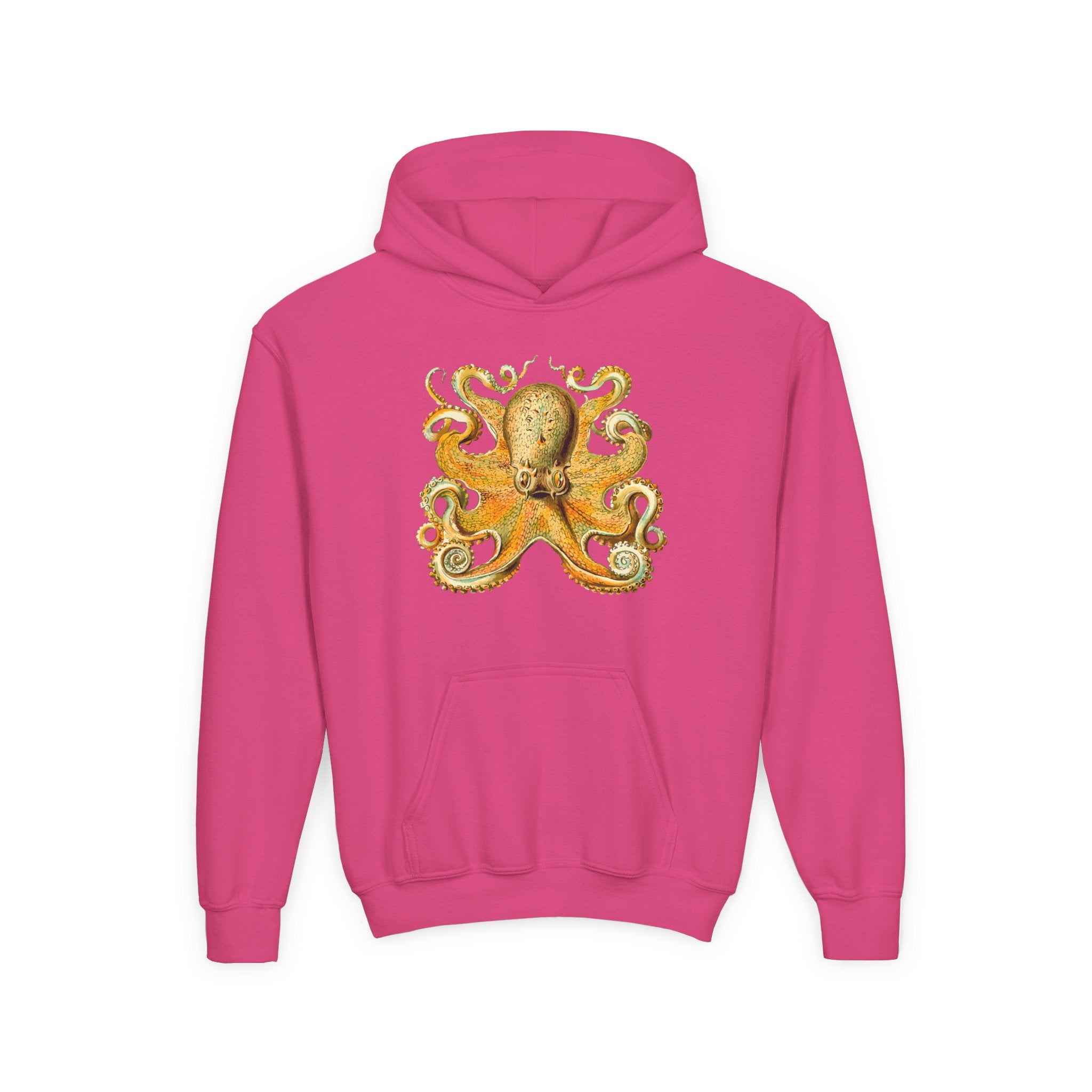 Youth Hoodie with Vintage Octopus & Underwater Scene — Kids Ocean Crew Pullover