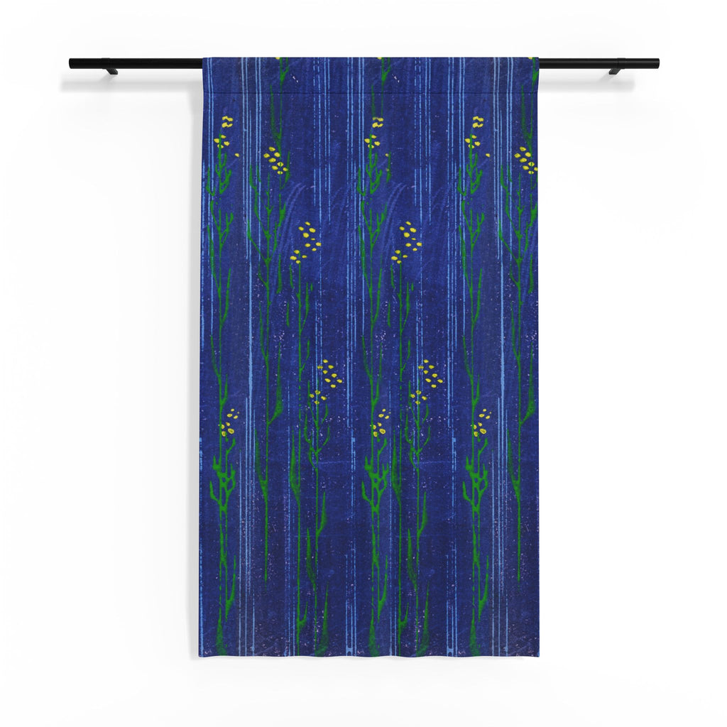 Sheer Window Curtain Blue Floral
