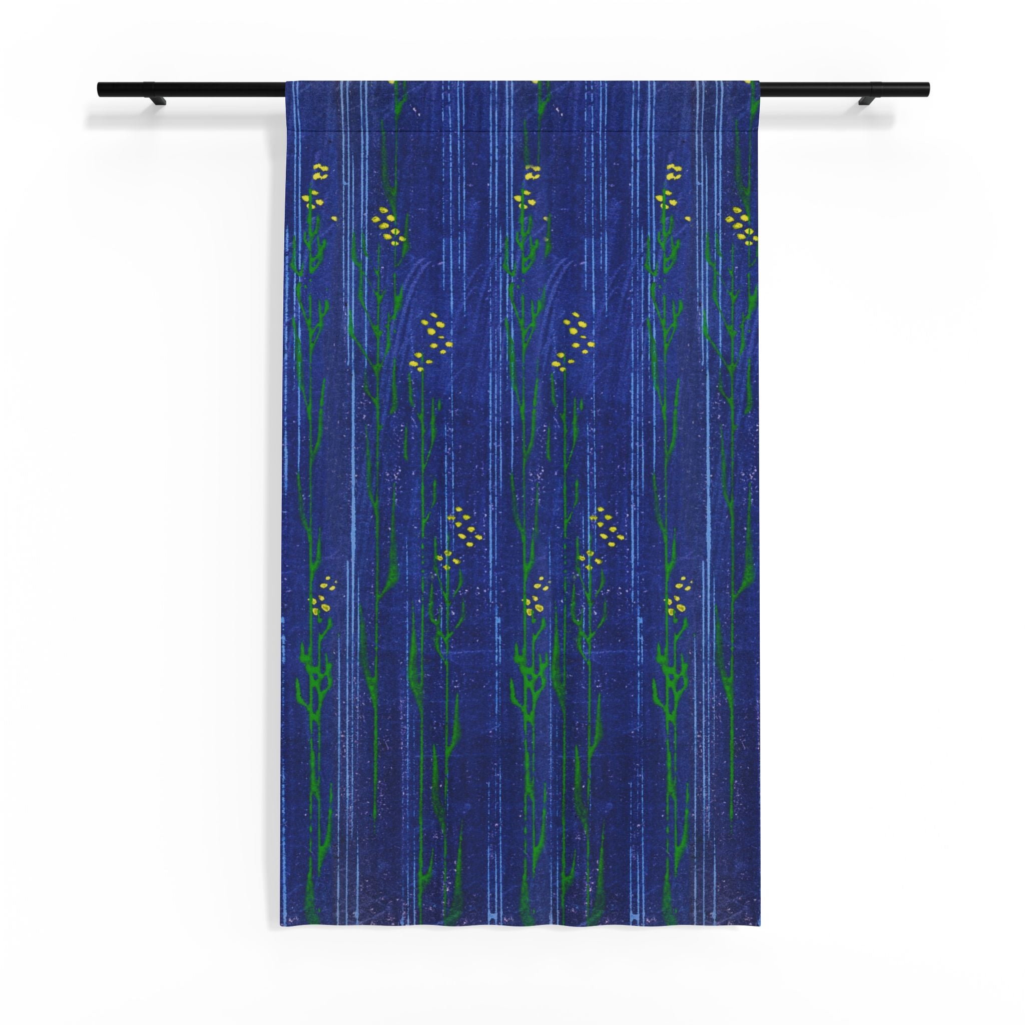 Sheer Window Curtain Blue Floral