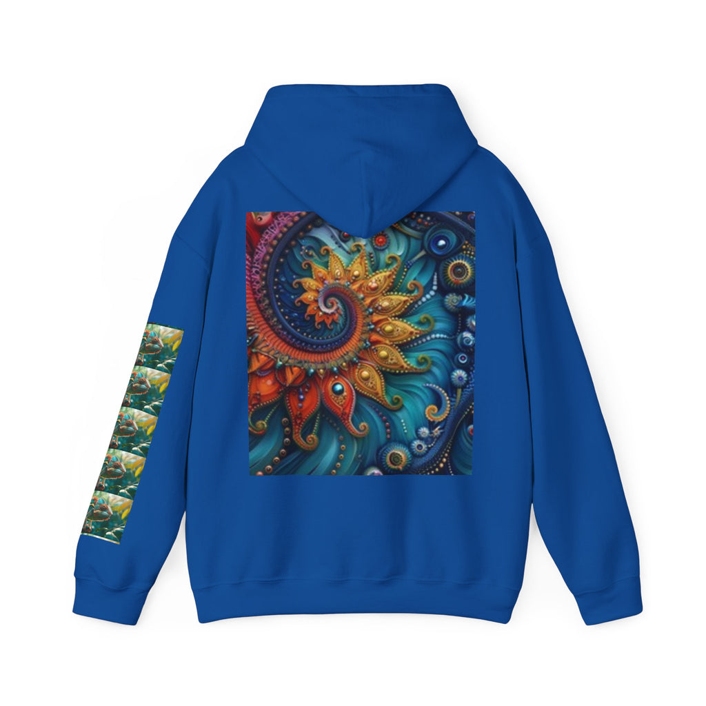Psychedelic Mushroom Creatures Hoodie — Colorful Fractal Art Pullover