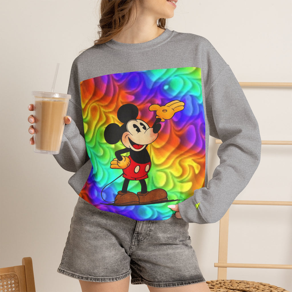 Mickey Mouse Rainbow Colors Unisex Heavy Blend Crewneck Sweatshirt