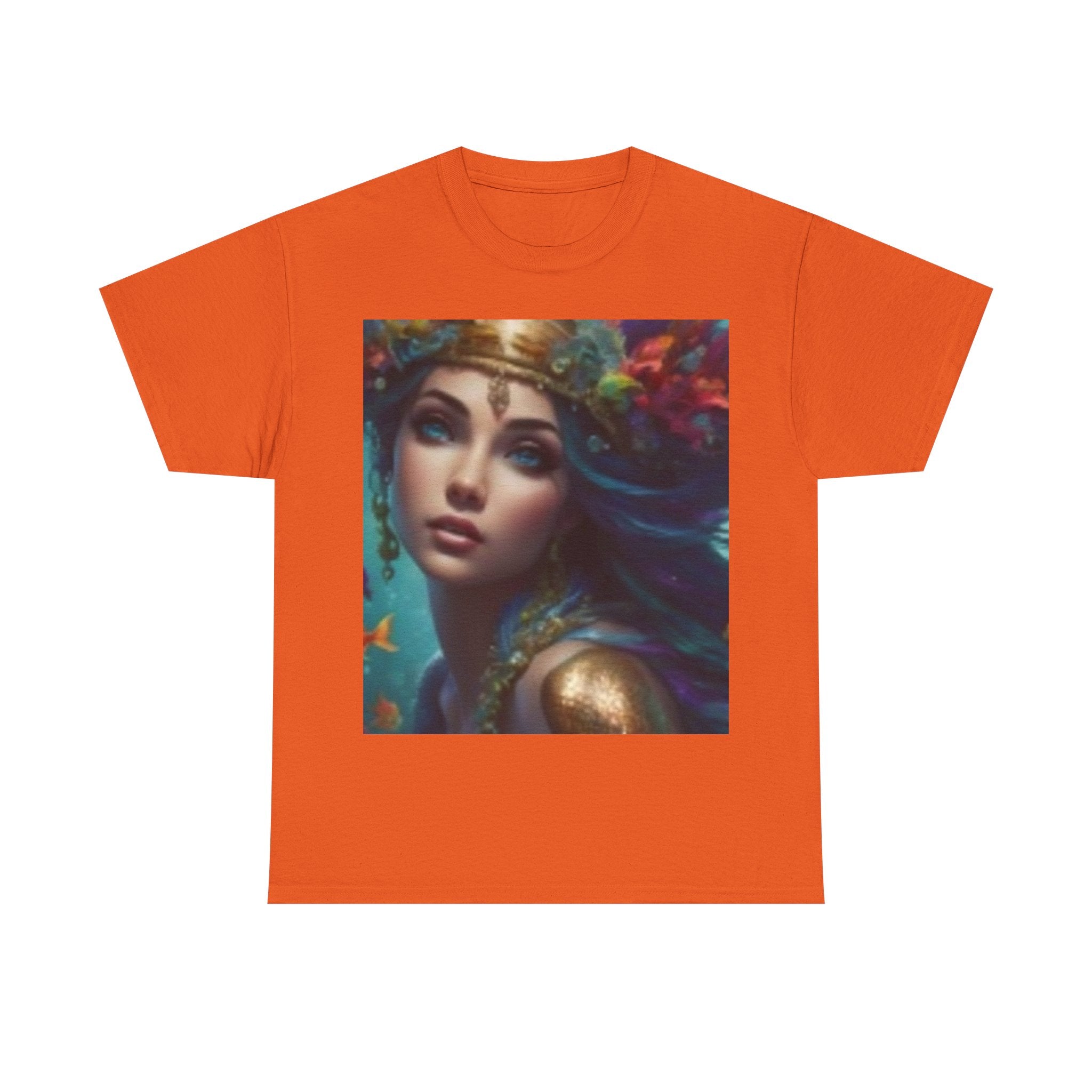 T-shirt Portrait Coucher de Soleil Mythique — T-shirt Graphique Déesse Artistique & Coucher de Soleil Vibrant