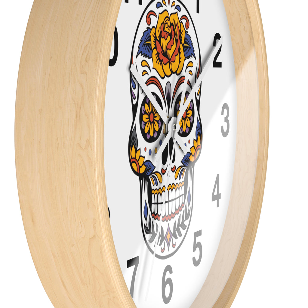 Sugar Skull Wall Clock — Colorful Day of the Dead Decorative Clock