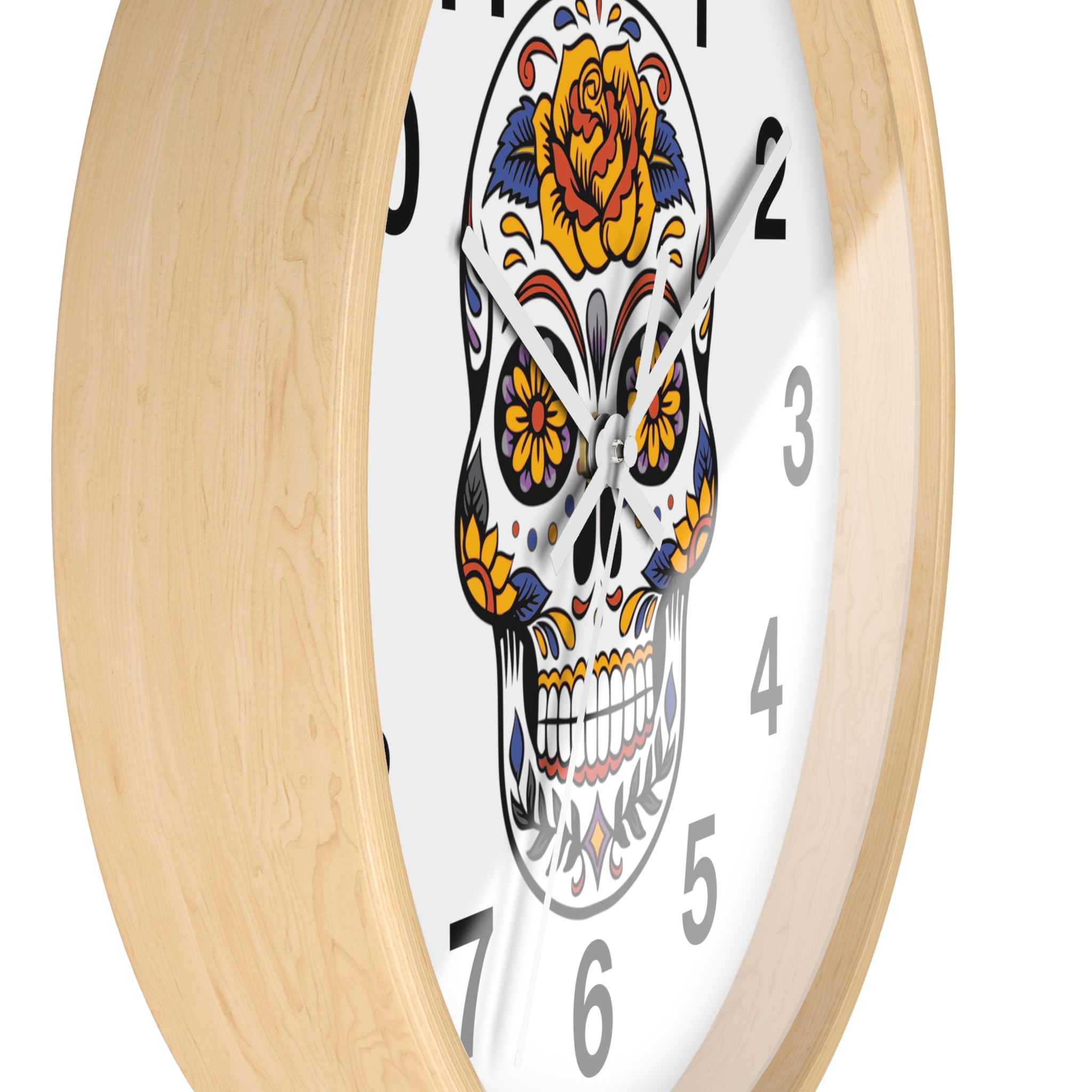 Sugar Skull Wall Clock — Colorful Day of the Dead Decorative Clock