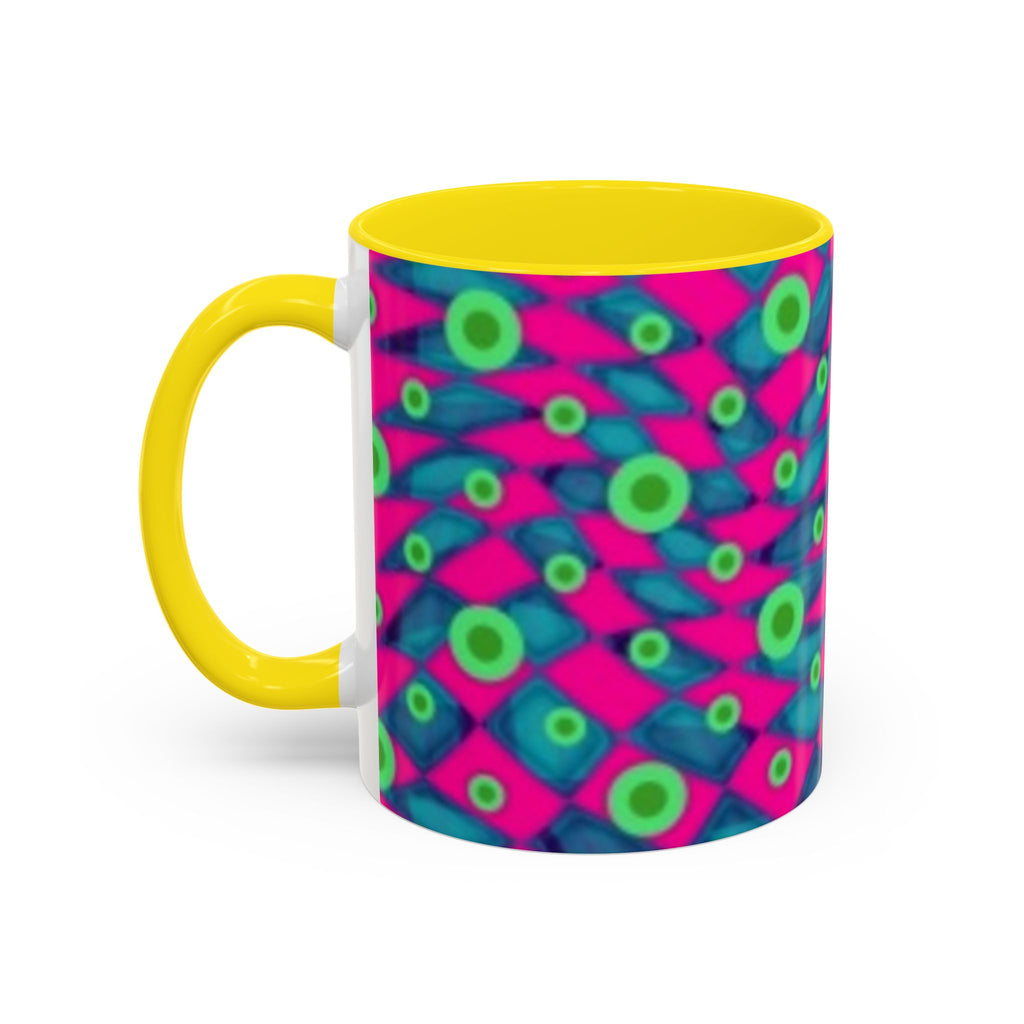 Abstract Neon Pattern Coffee Mug — Vibrant Retro Geometric Accent Mug (11/15oz)