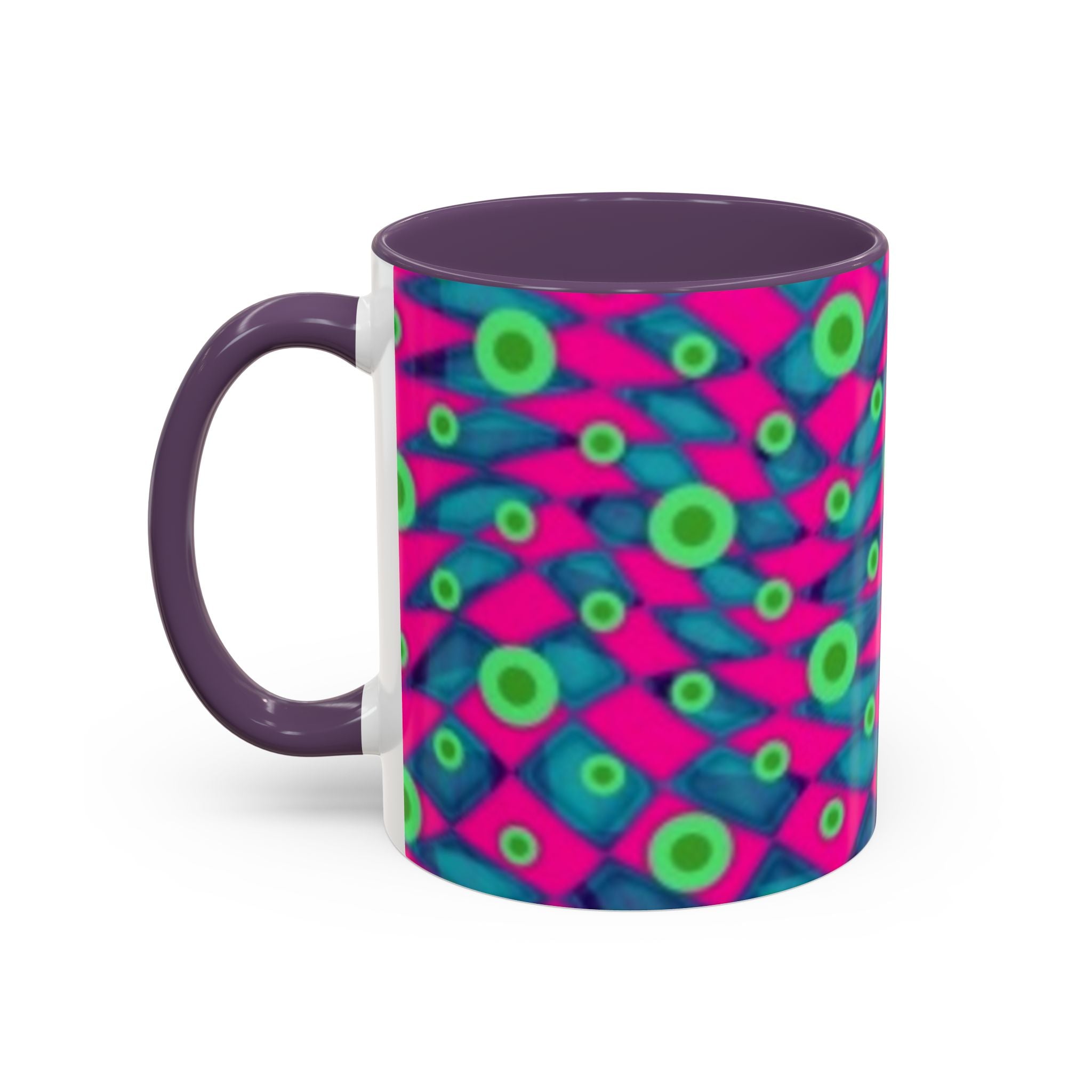 Abstract Neon Pattern Coffee Mug — Vibrant Retro Geometric Accent Mug (11/15oz)