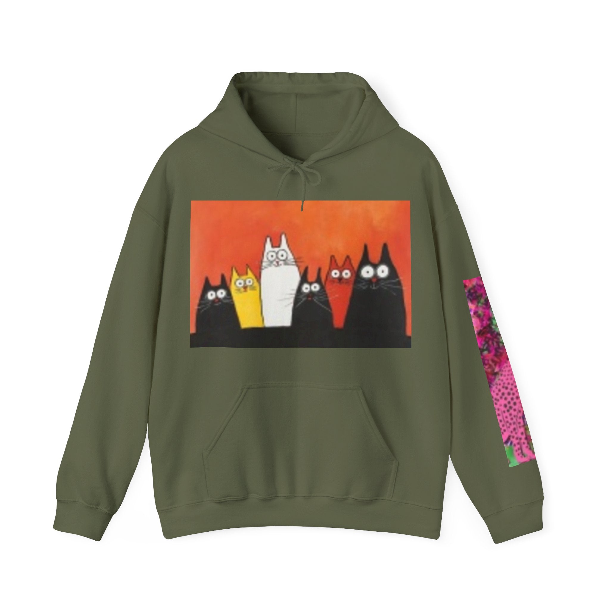 Cat Crew Hoodie — Colorful Curious Cats Graphic Sweatshirt
