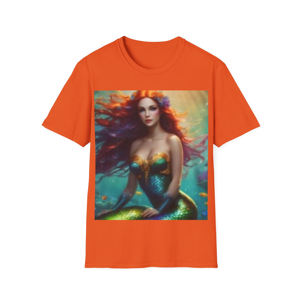 Mermaid Portrait T-Shirt — Artistic Red-Headed Siren Graphic Tee