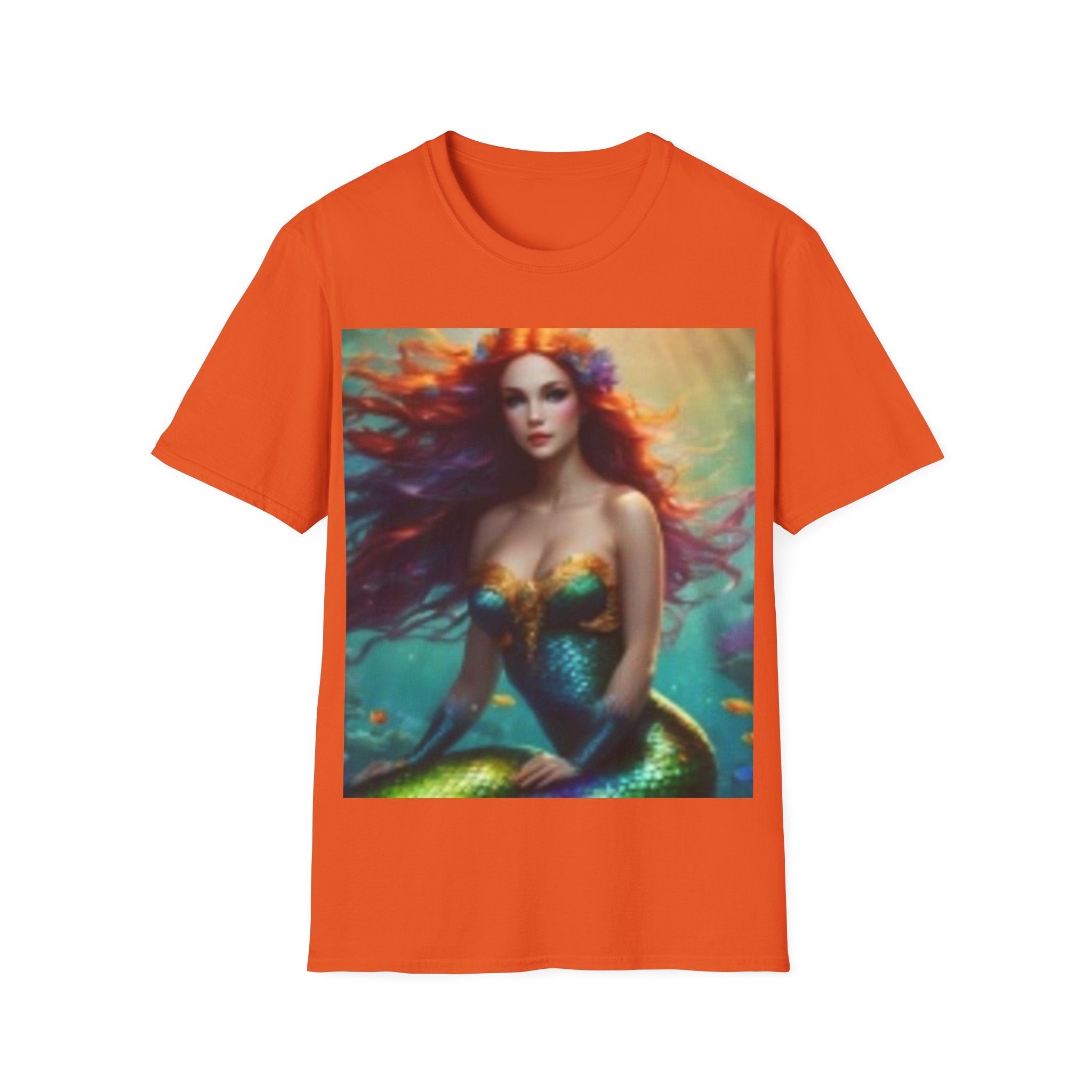 Mermaid Portrait T-Shirt — Artistic Red-Headed Siren Graphic Tee