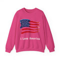American Flag Crewneck Sweatshirt & Texas Longhorn  — Distressed Watercolor USA Graphic