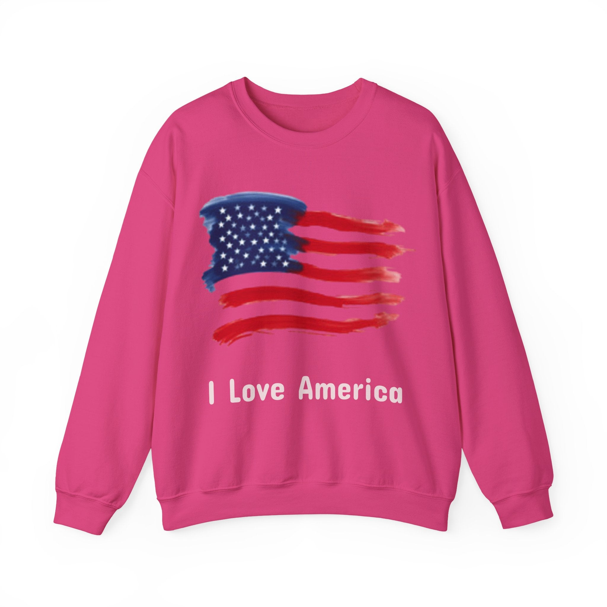 American Flag Crewneck Sweatshirt & Texas Longhorn  — Distressed Watercolor USA Graphic