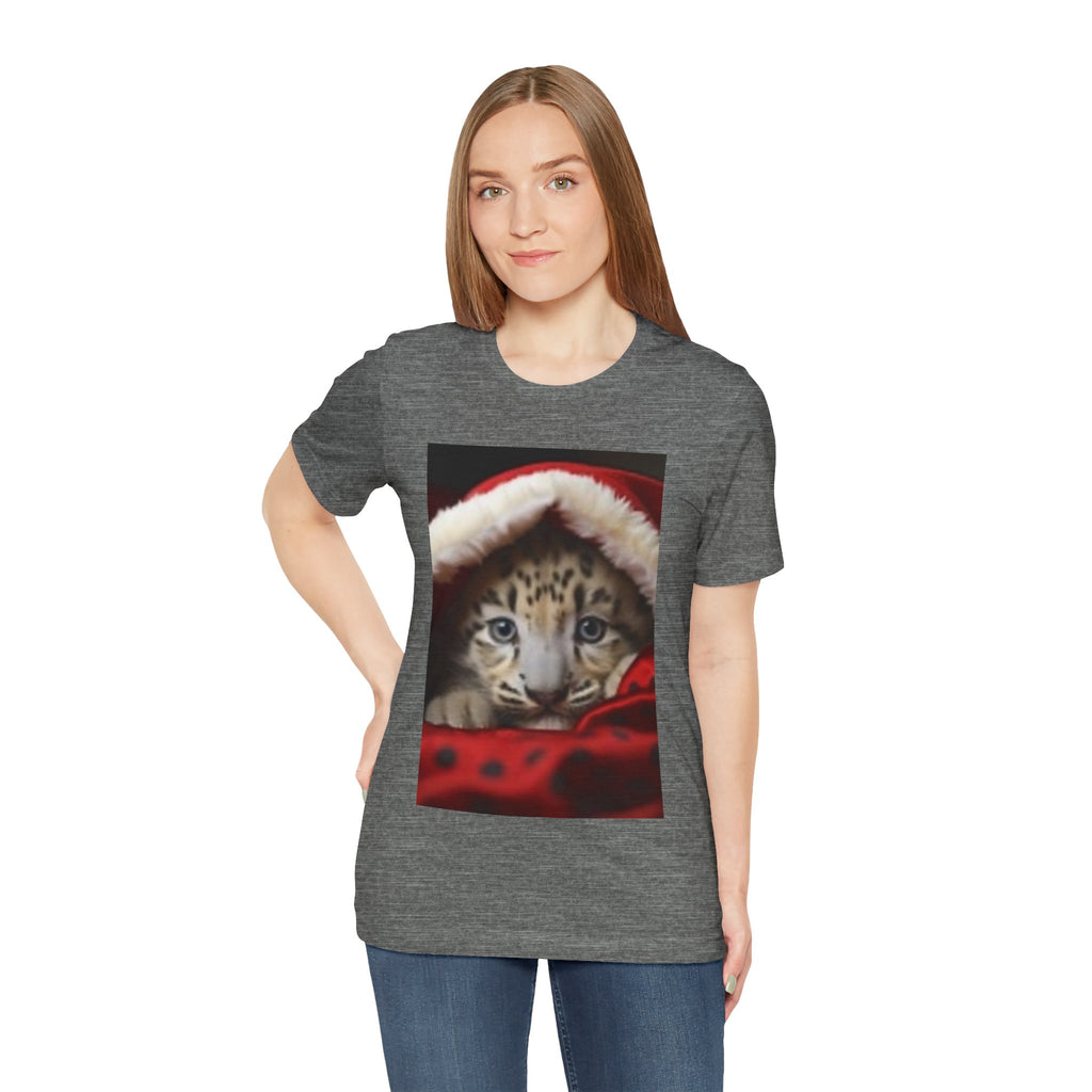 Christmas Snow Leopard Cub T-Shirt — Cute Holiday Cat Tee