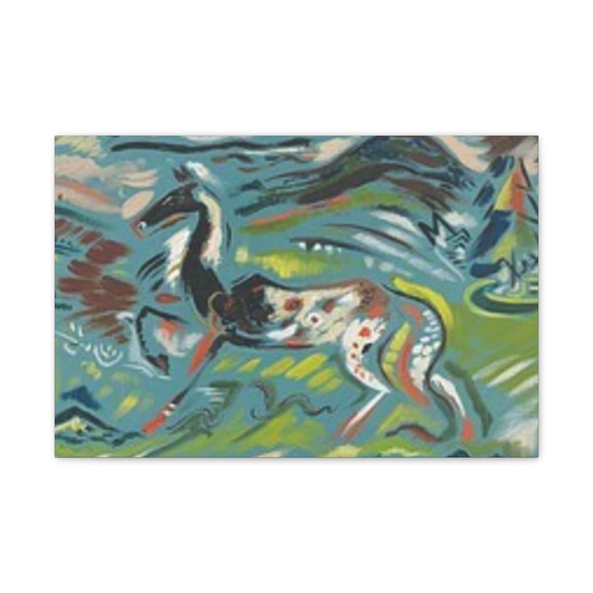 Abstract Horse Canvas Print — Colorful Surreal Animal Art on Stretched Canvas