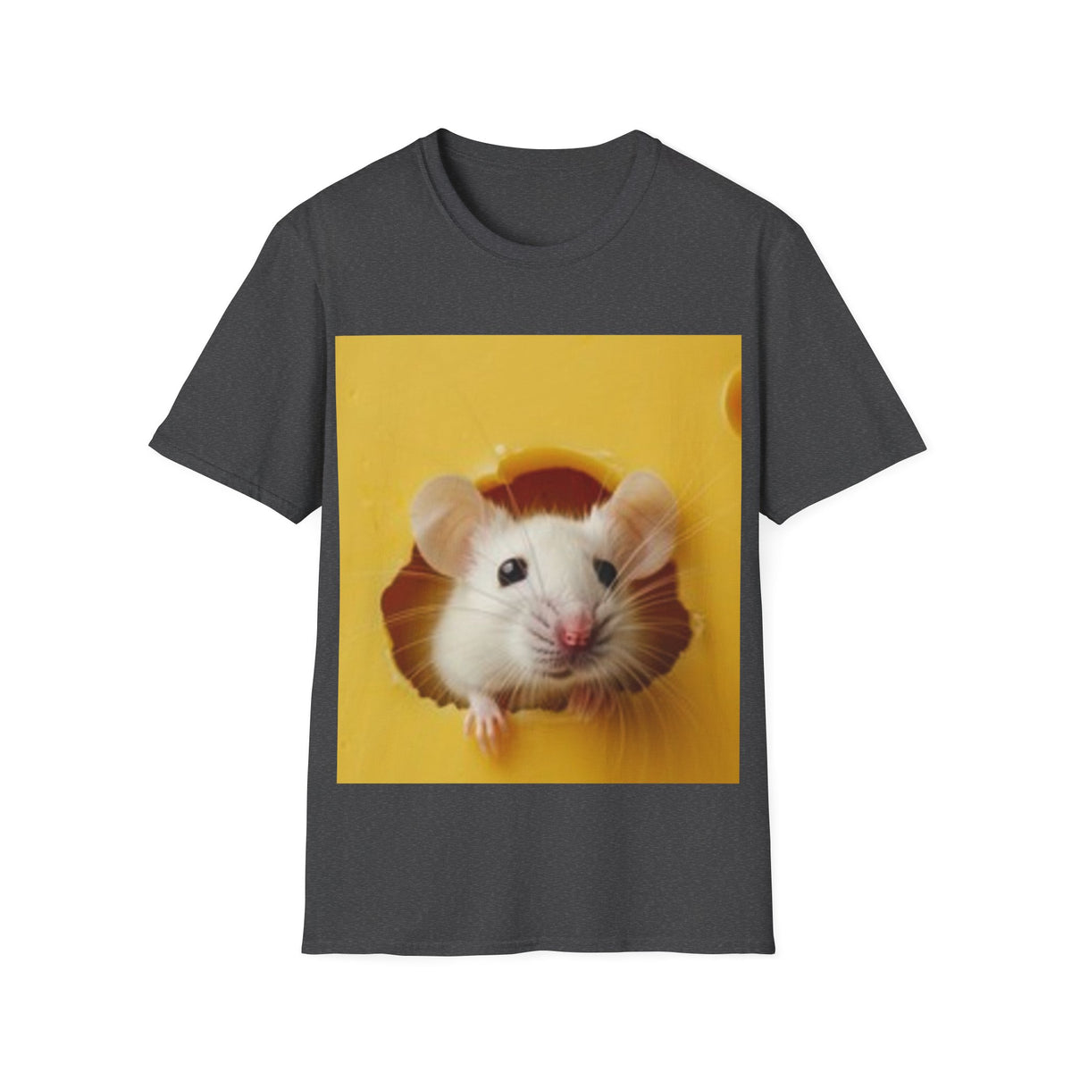 T-Shirt — Cute White Mouse Photo Tee (Peek-a-Boo Rodent Crewneck)