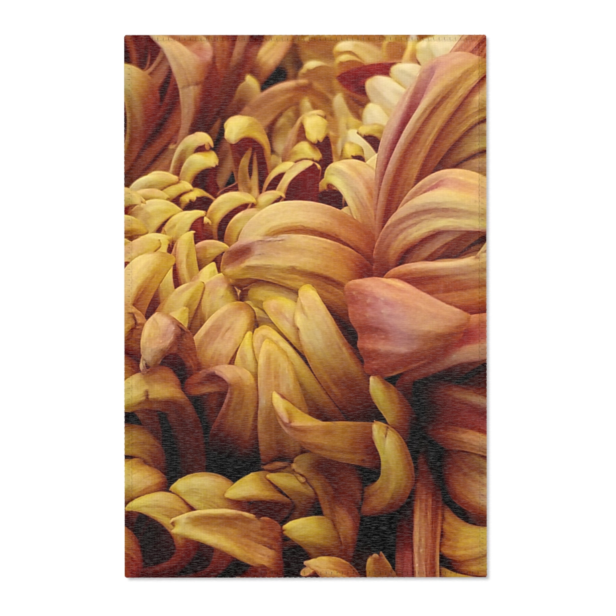 Floral Chrysanthemum Area Rug — Warm Autumn Petal Design