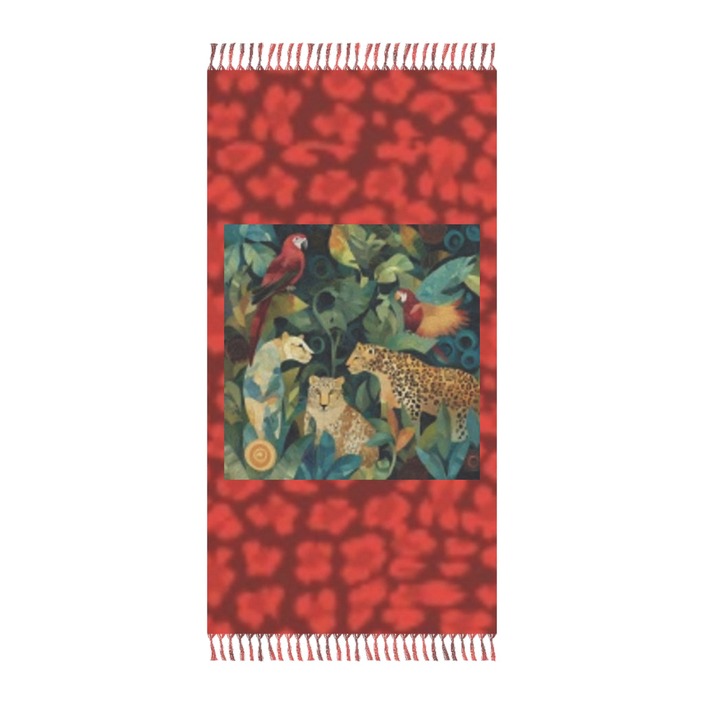 Boho Beach Towel — Tropical Jaguar & Parrot Print Beach Cloth