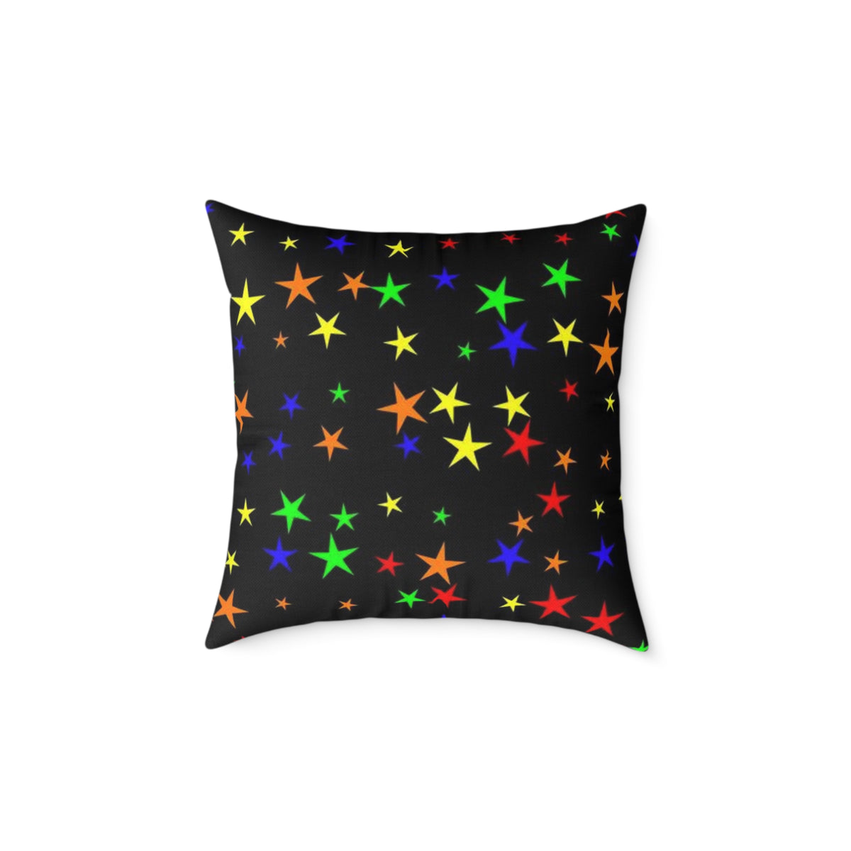 Christmas Tree Village Square Pillow — Festive Holiday Throw with Colorful Stars