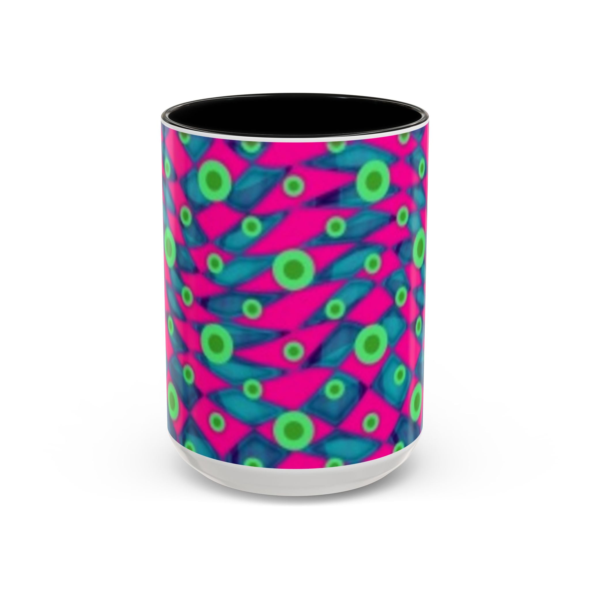 Abstract Neon Pattern Coffee Mug — Vibrant Retro Geometric Accent Mug (11/15oz)