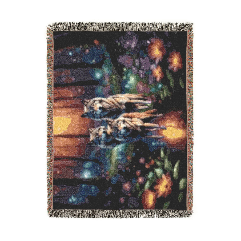 Woven Blanket — Ethereal Wolves Forest Tapestry Throw
