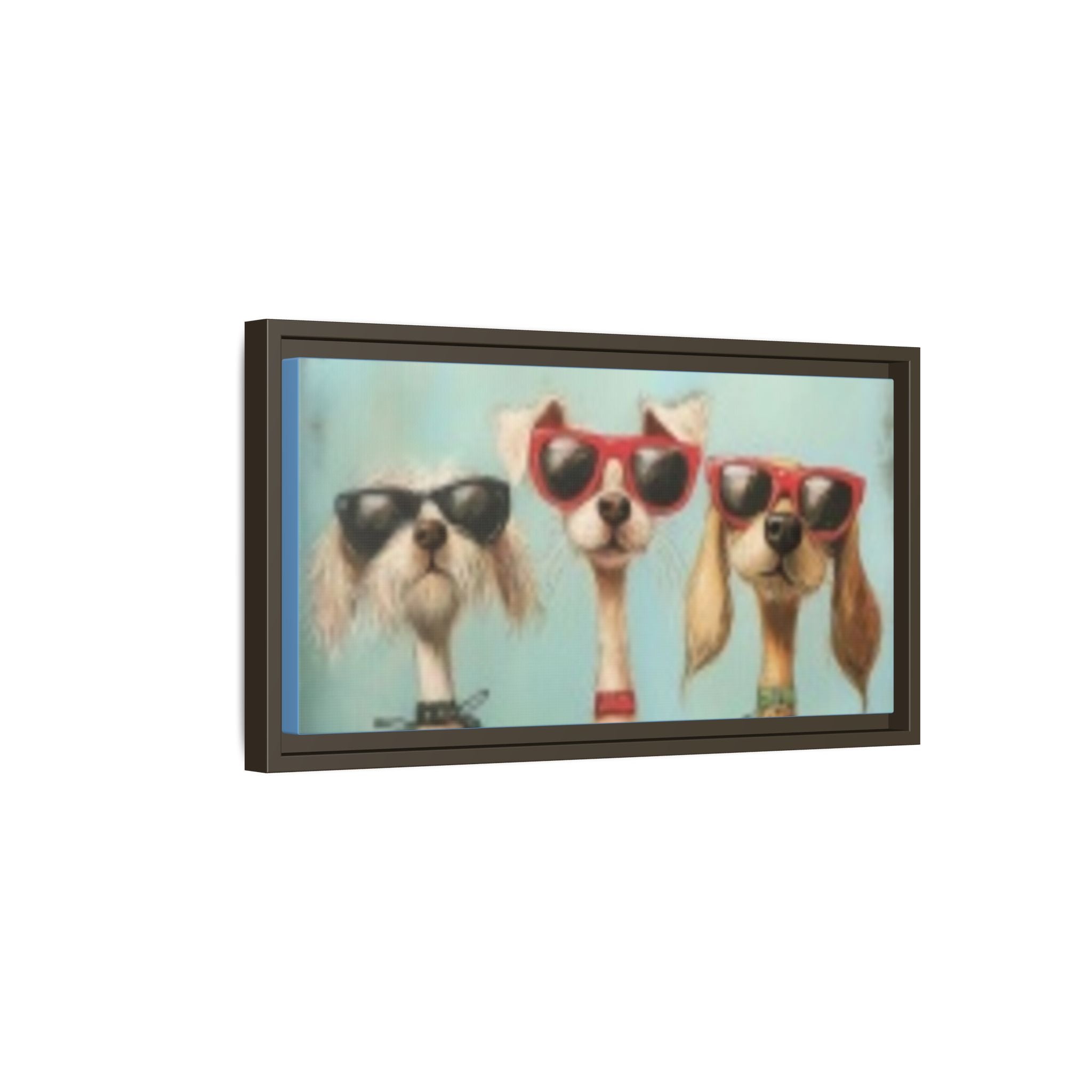 Framed Matte Canvas — Three Cool Dogs in Sunglasses Wall Art