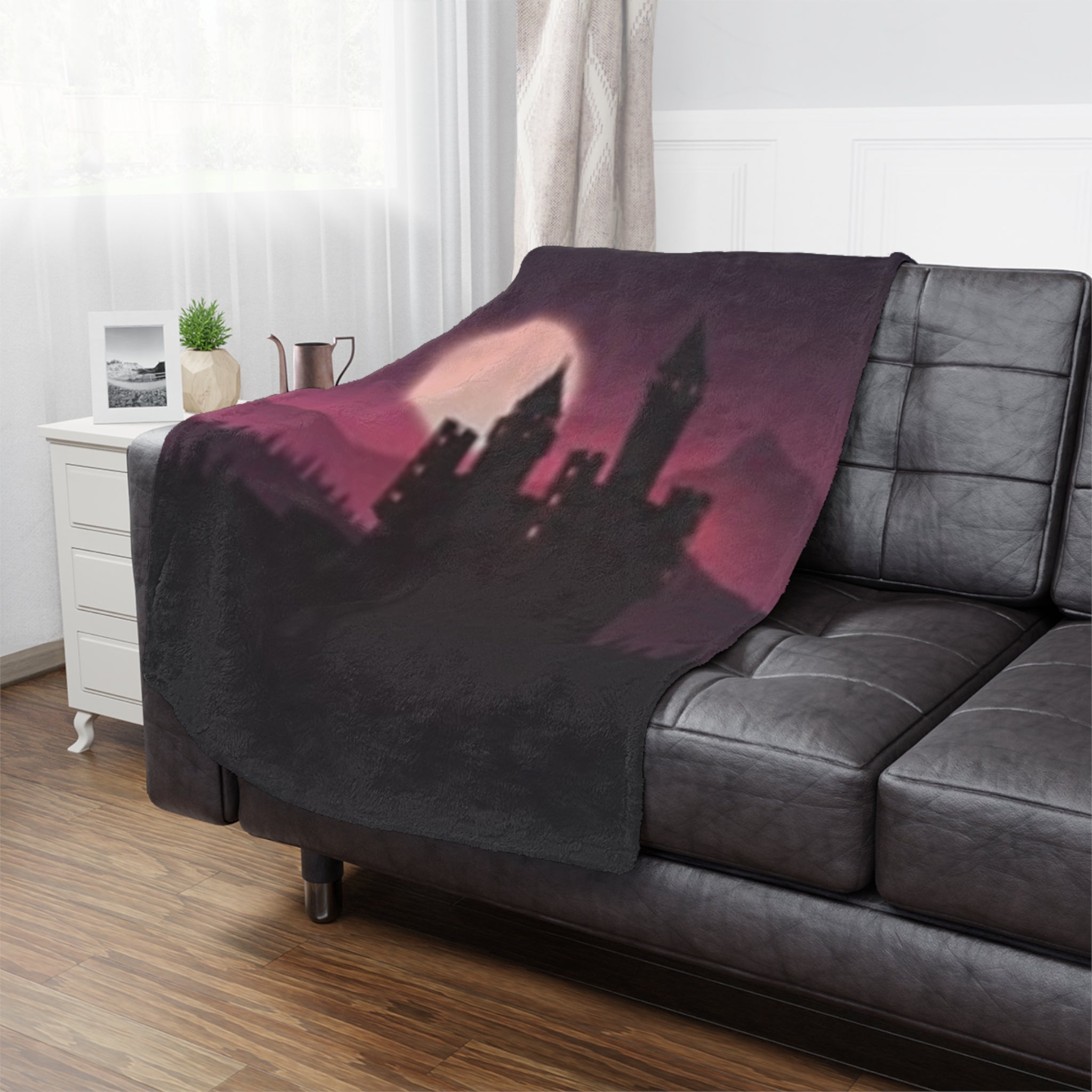 Castle Moon Minky Blanket — Gothic Moonlit Castle Throw for Cozy Nights