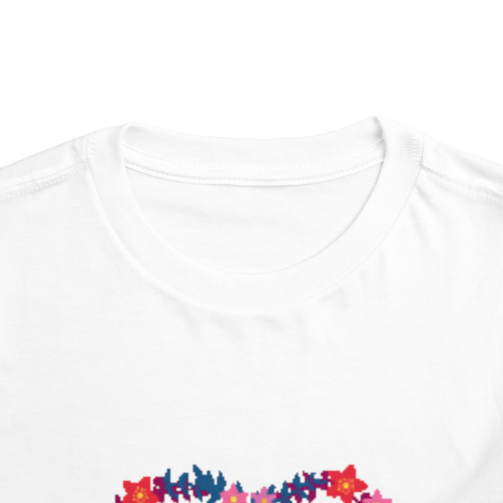 Toddler Tee — Floral Heart Graphic Kids' Short Sleeve Shirt