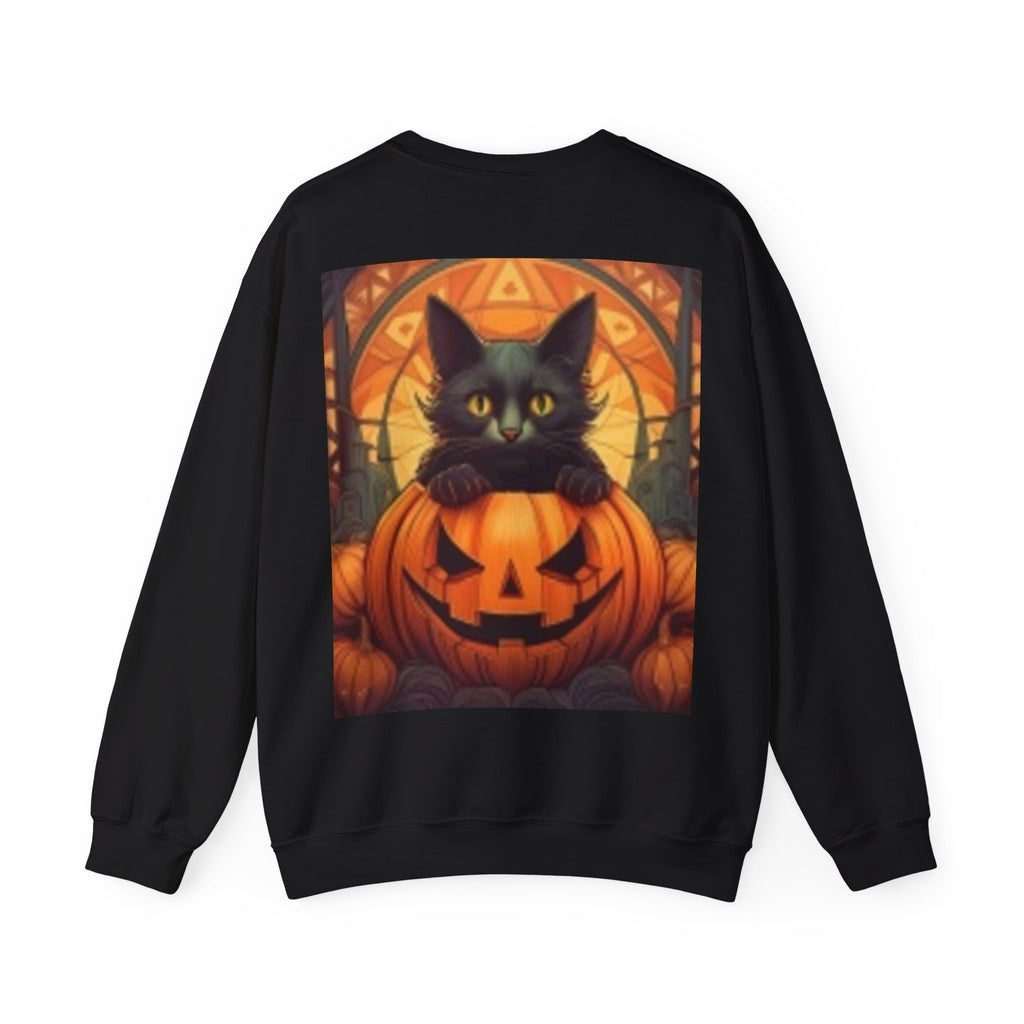 Mickey Mouse Pumpkin  Black Cat Mystic Moonlit Forest Sweatshirt — Atmospheric Blue Fog Crewneck