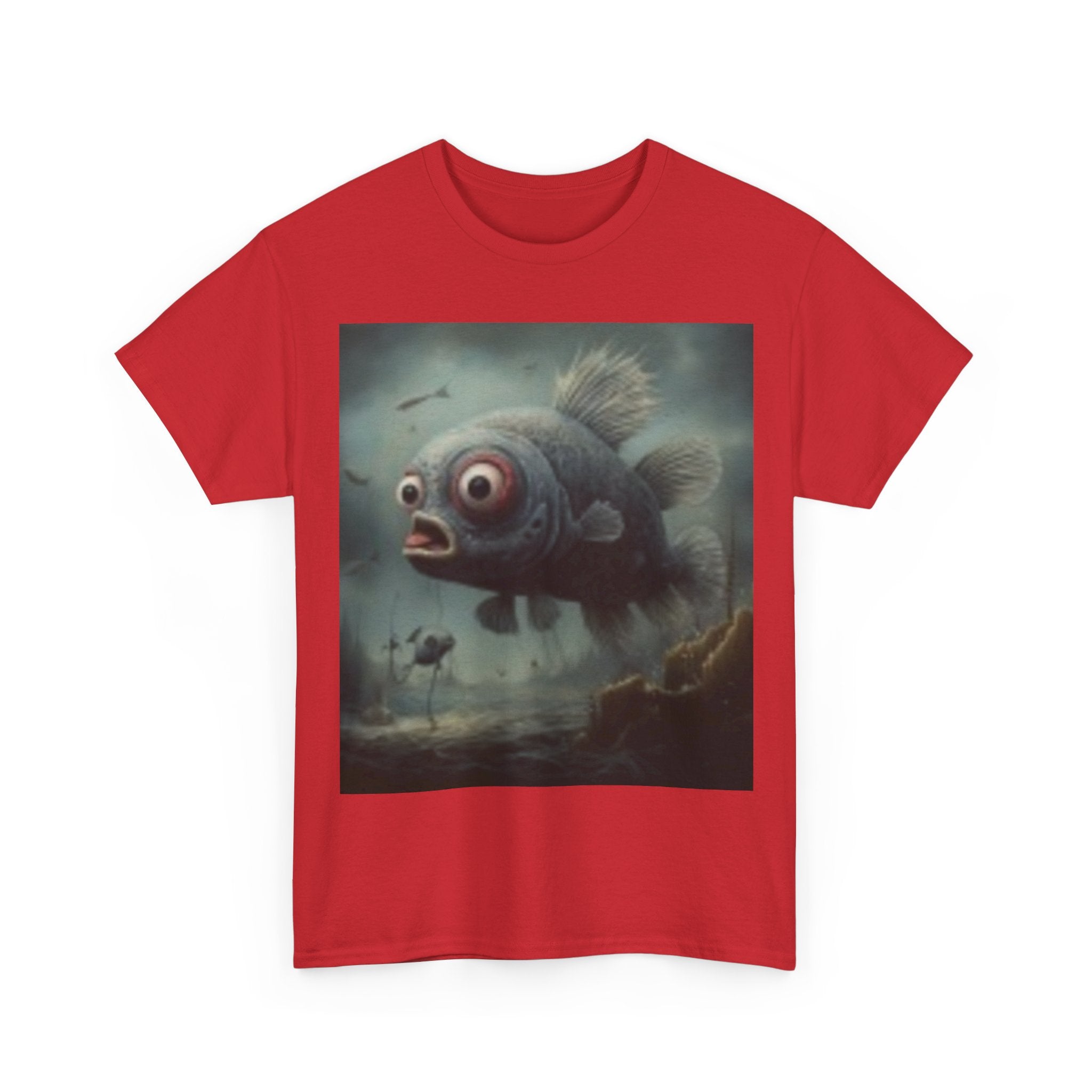 Surreal Big-Eyed Fish T-Shirt — Moody Underwater Art Tee