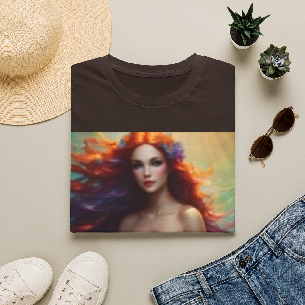 Mermaid Portrait T-Shirt — Artistic Red-Headed Siren Graphic Tee