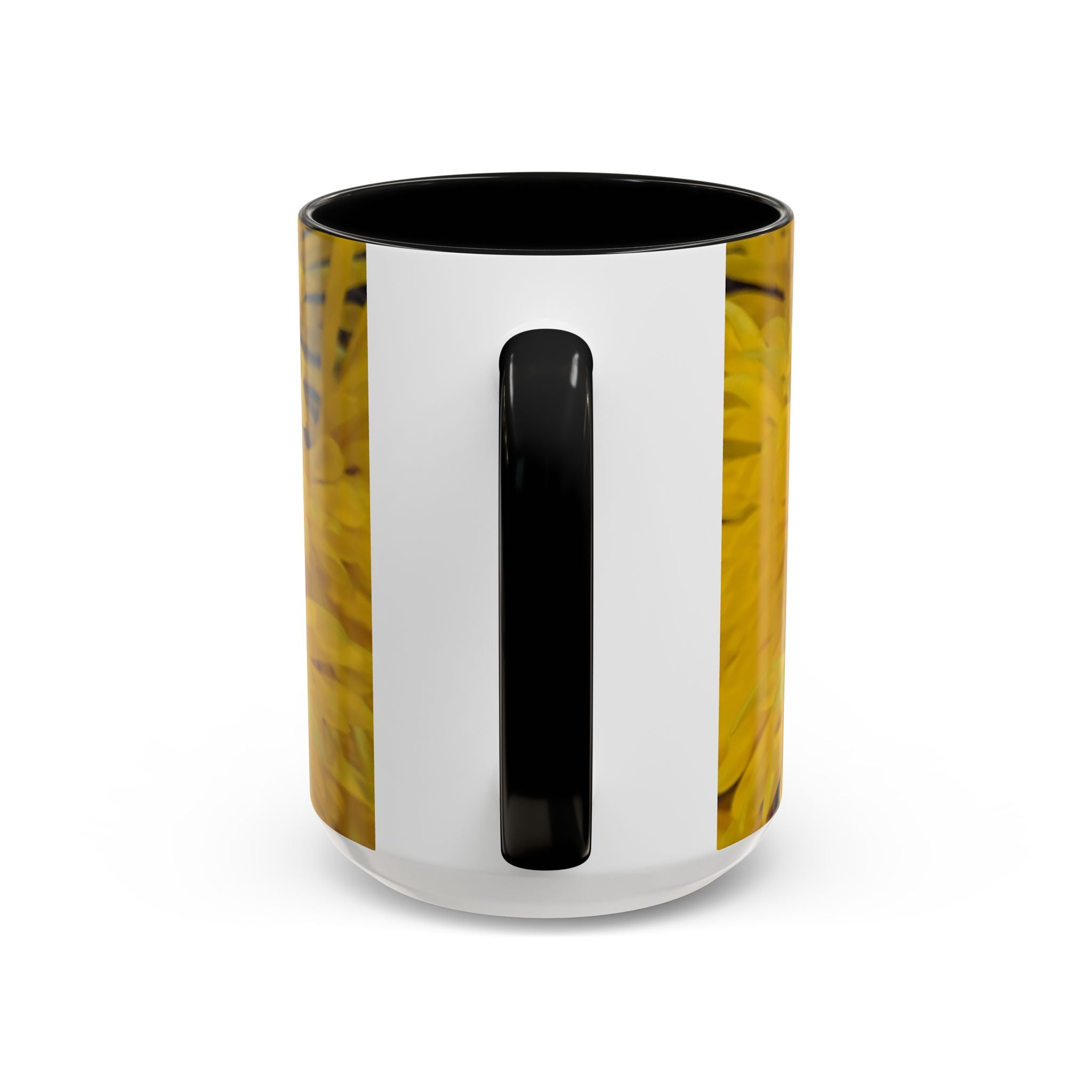Yellow Chrysanthemum Accent Coffee Mug — Floral 11/15oz Tea Cup