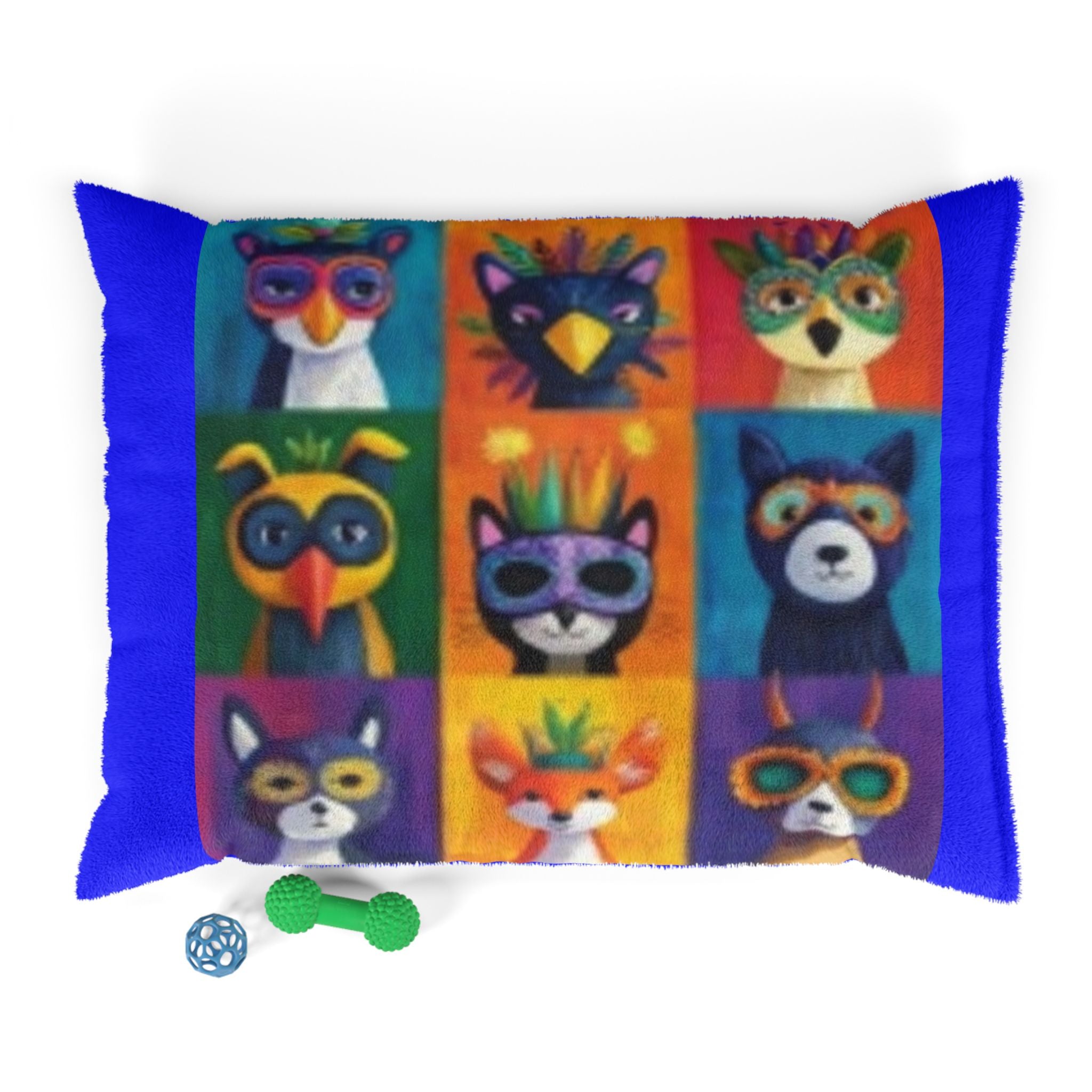 Colorful Masked Animal Patchwork Pet Bed So Cozy