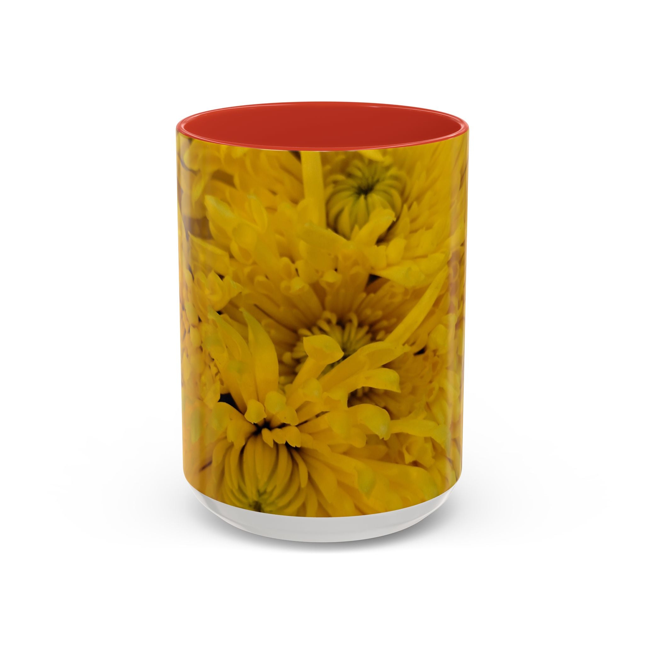 Mug à café motif chrysanthème jaune — Tasse à thé florale 11/15oz