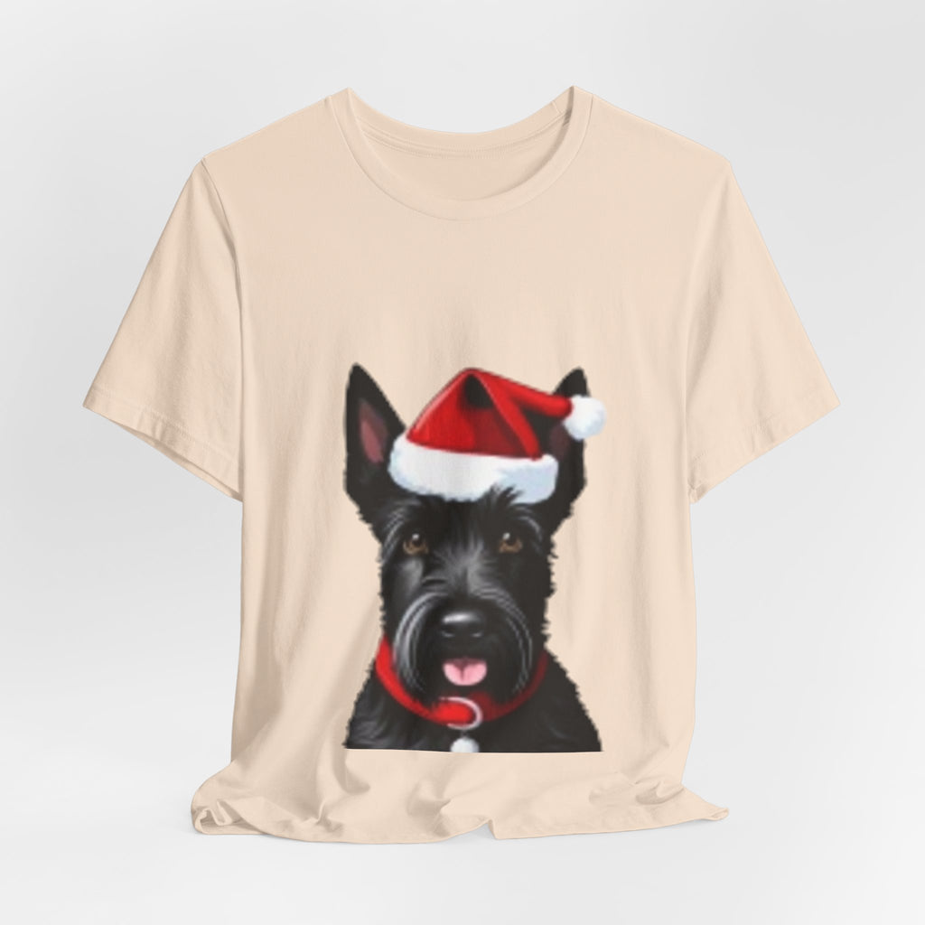 Scottish Terrier Christmas Tee — Cute Scottie Dog Wearing Santa Hat