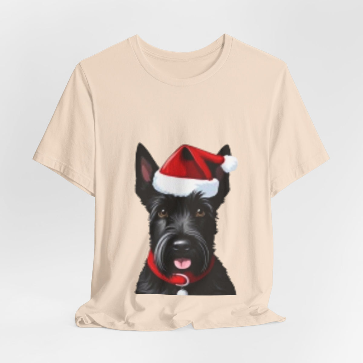 Scottish Terrier Christmas Tee — Cute Scottie Dog Wearing Santa Hat