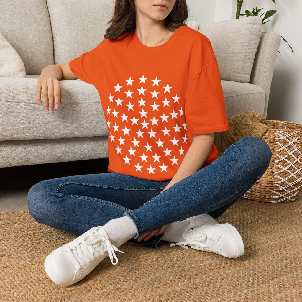 Racing Car Love Racing Patriotic Starburst Pocket T-Shirt – Blue Stars Chest Print
