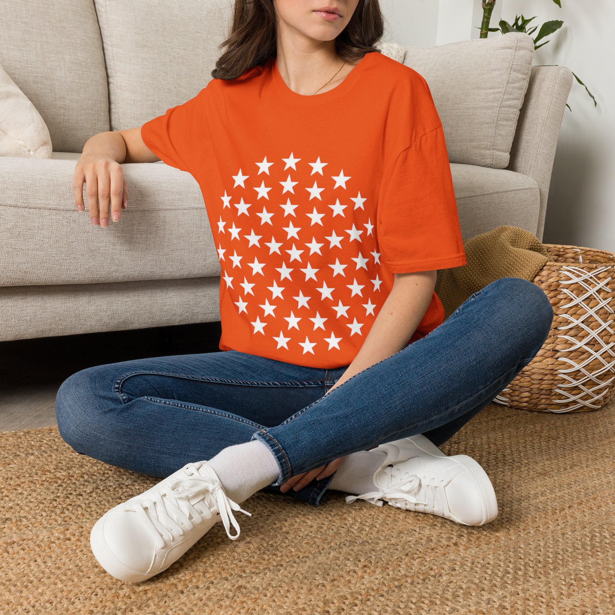 Racing Car Love Racing Patriotic Starburst Pocket T-Shirt – Blue Stars Chest Print