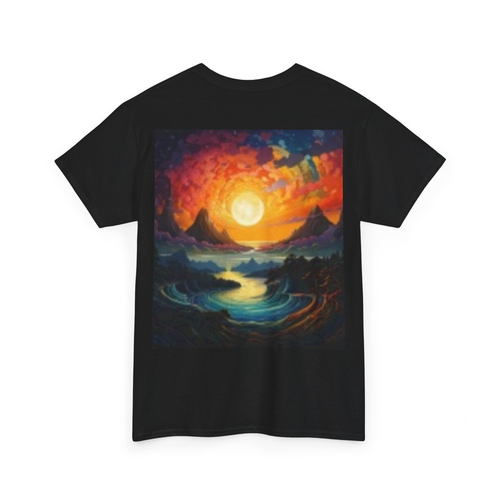 Nature Scene T-shirt— Five Bears in  River & Sunset Landscape T-Shirt