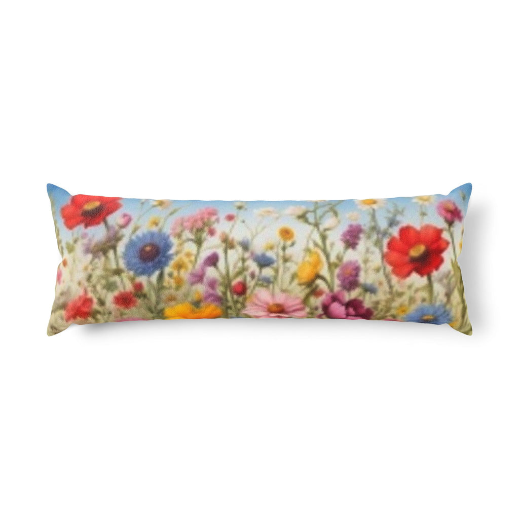 Sunrise Sun face & Wildflowers Body Pillow — Celestial Sky Decorative Bed Bolster