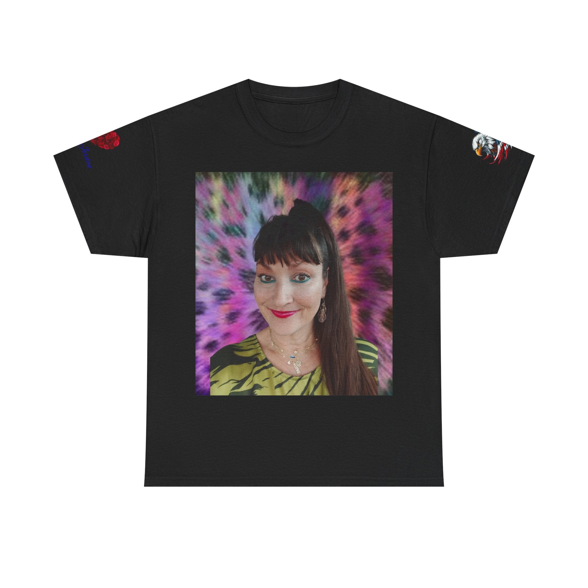 Mary Jordan Colorful Animal Print Patriotic Heart T-shirt