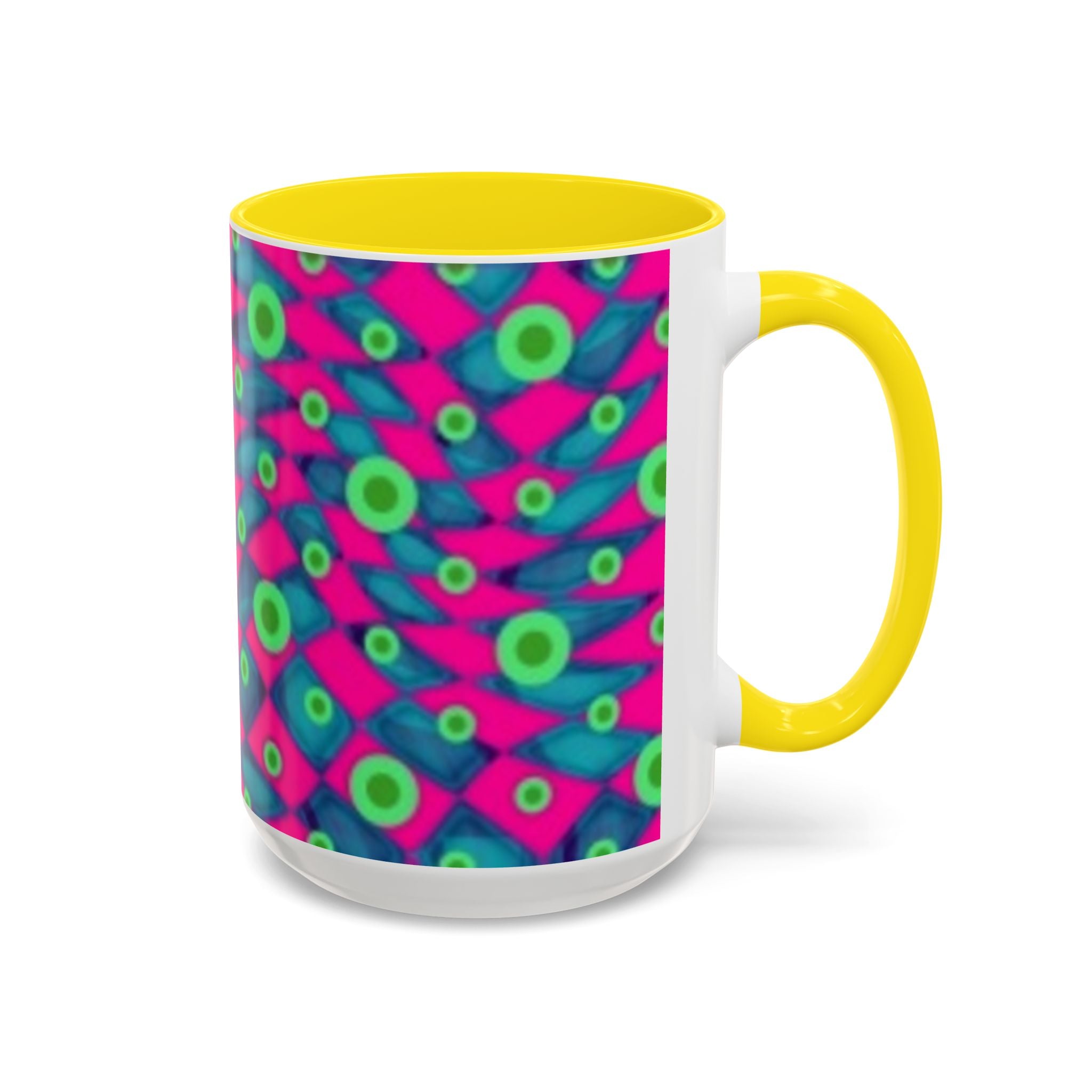 Abstract Neon Pattern Coffee Mug — Vibrant Retro Geometric Accent Mug (11/15oz)