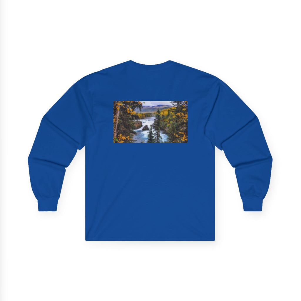 Long Sleeve T-shirt — Reflective Lion & Mountain River Nature Shirt