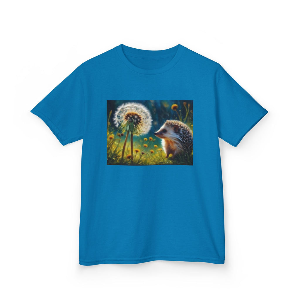 Kids Hedgehog & Dandelion T-Shirt — Whimsical Nature Tee for Children
