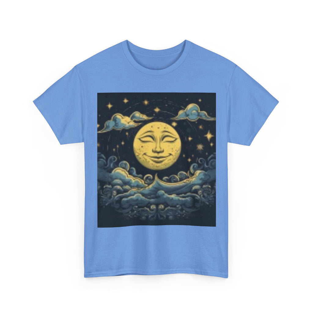 Moonface Vintage Tee — Celestial Sun & Clouds Graphic T-Shirt