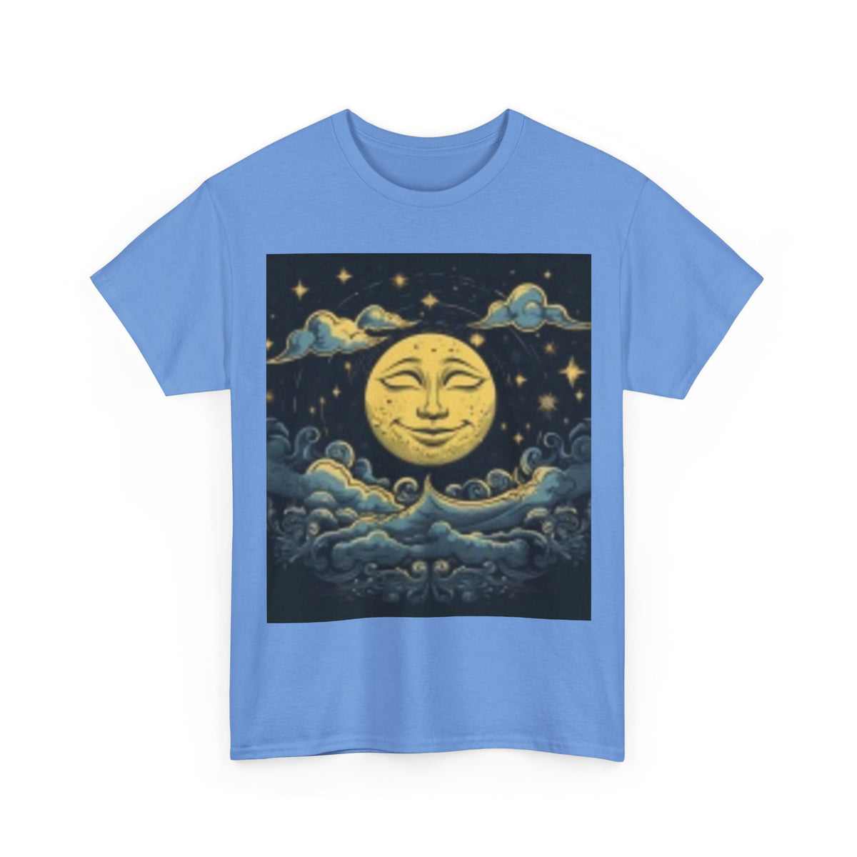 Moonface Vintage Tee — Celestial Sun & Clouds Graphic T-Shirt